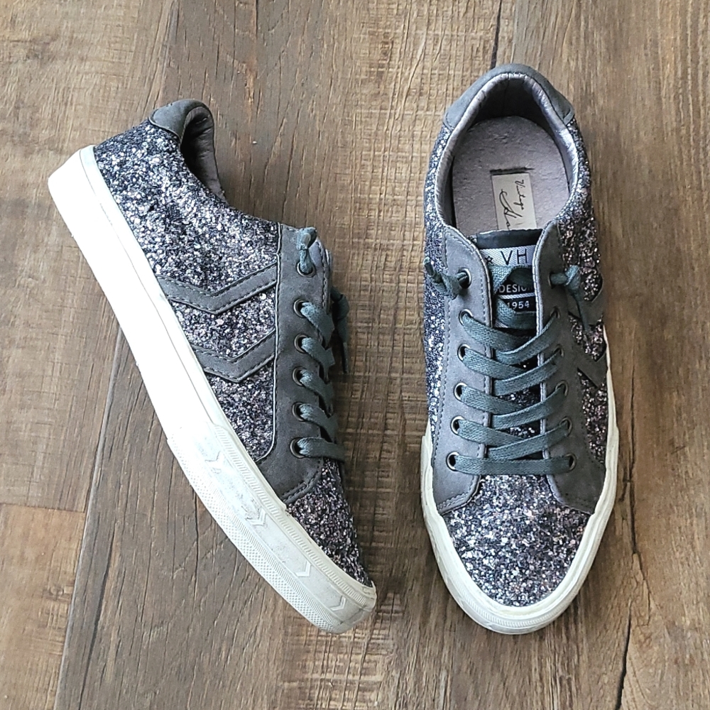VINTAGE HAVANA PEWTER GLITTER SLIP ON SNEAKERS
